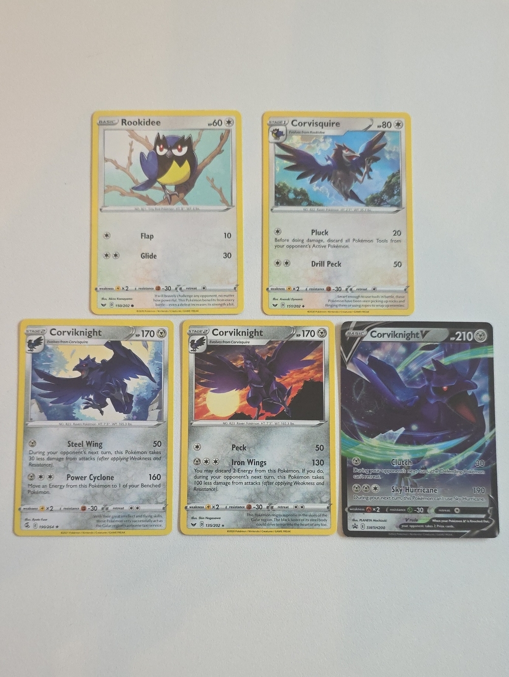 Pokemon Rookidee, Corvisquire, Corviknight Trading Cards